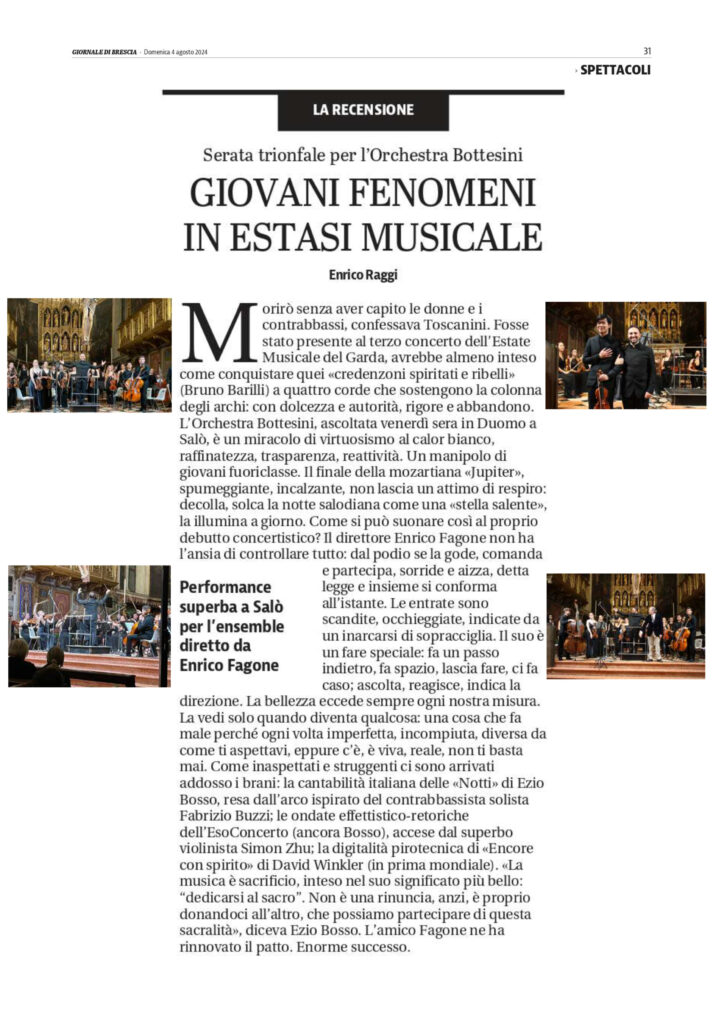 Recensione Orchestra Bottesini Corriere di Brescia.